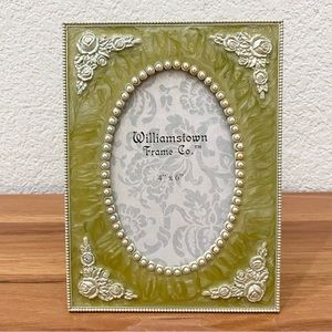 WILLIAMSTOWN Frame Co. 4X6 Pearls & Flowers Lime Green Enameled Picture Frame